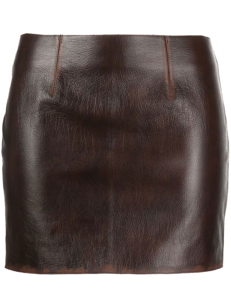 Brown Haile Leather Mini Skirt