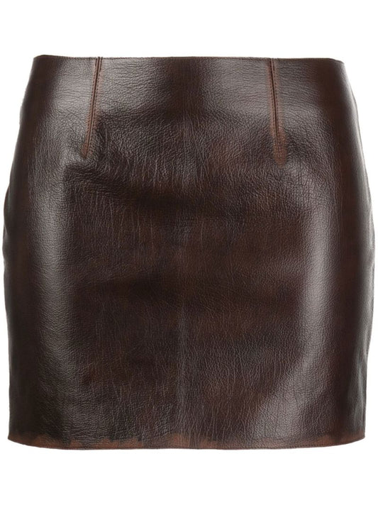 Brown Haile Leather Mini Skirt