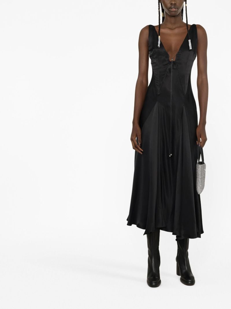 Black Tauri Satin Midi Dress