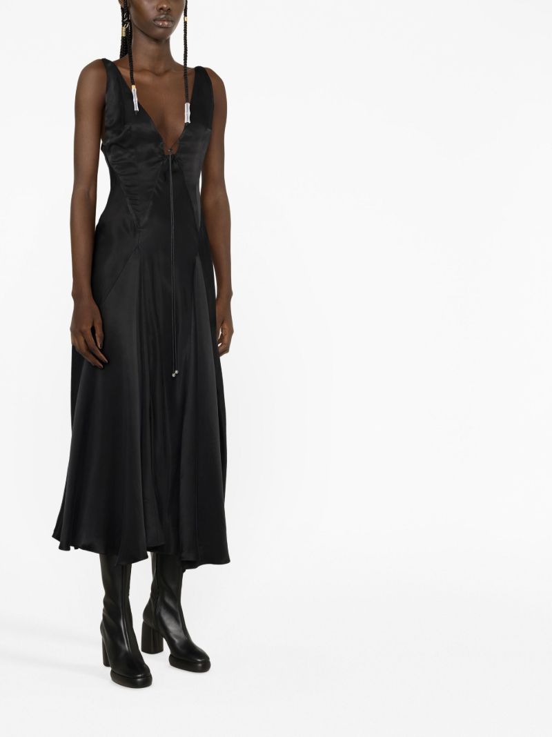 Black Tauri Satin Midi Dress