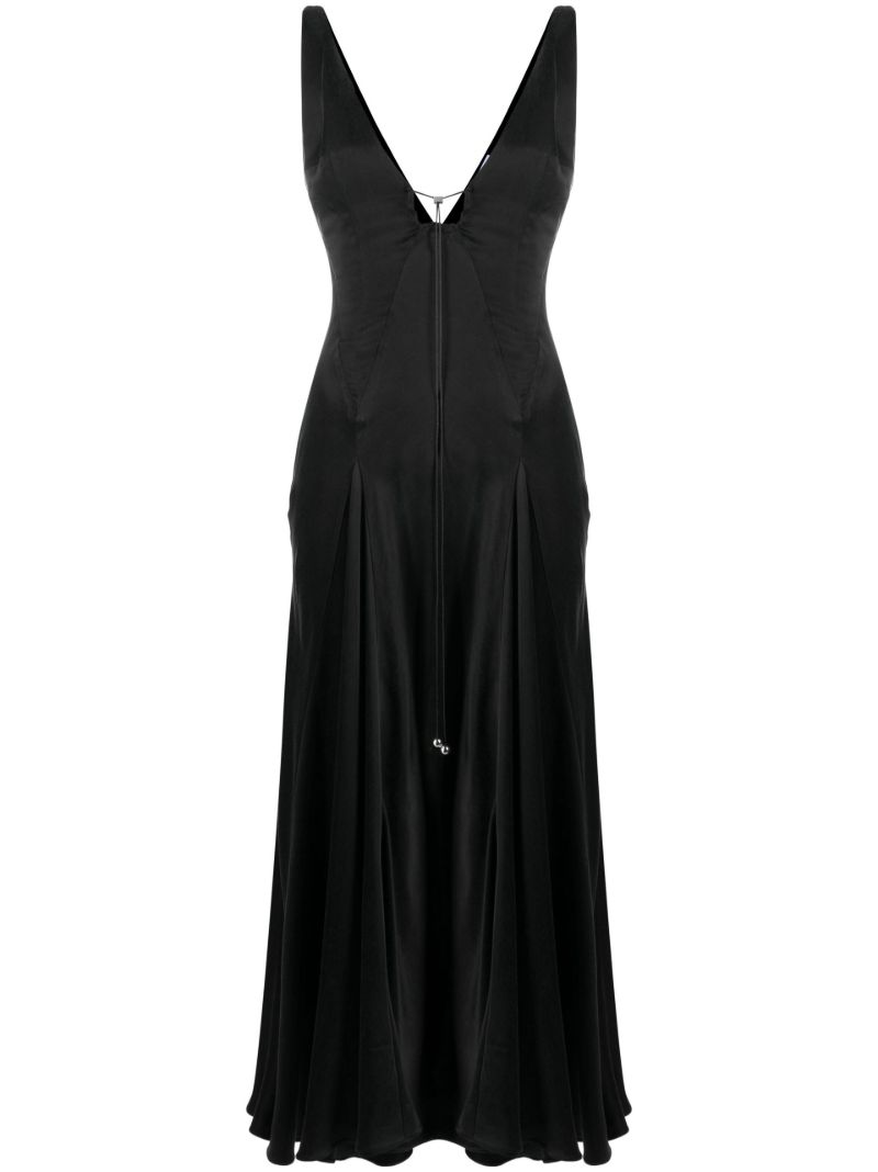 Black Tauri Satin Midi Dress