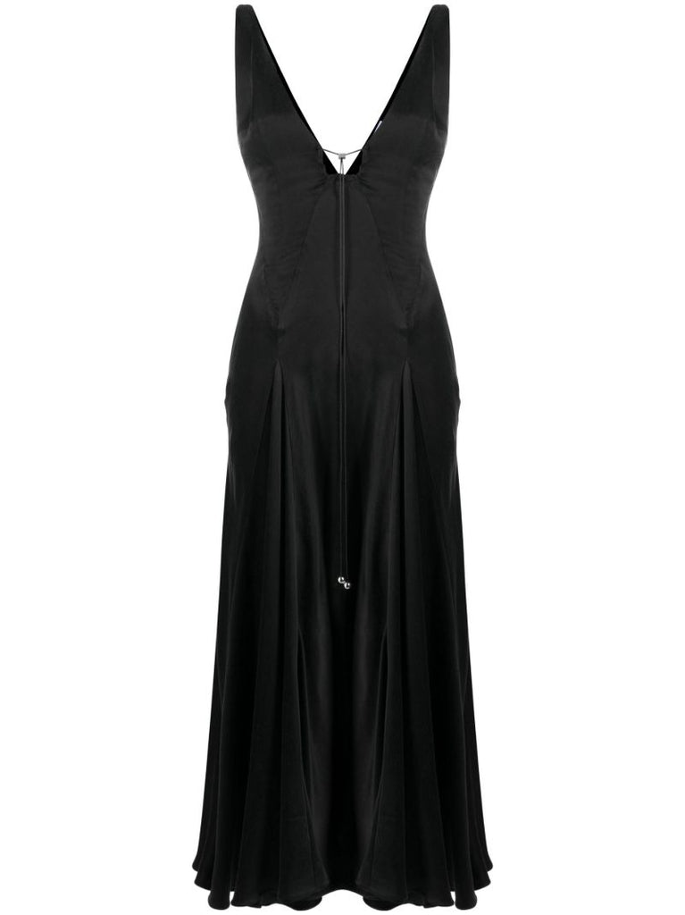 Black Tauri Satin Midi Dress