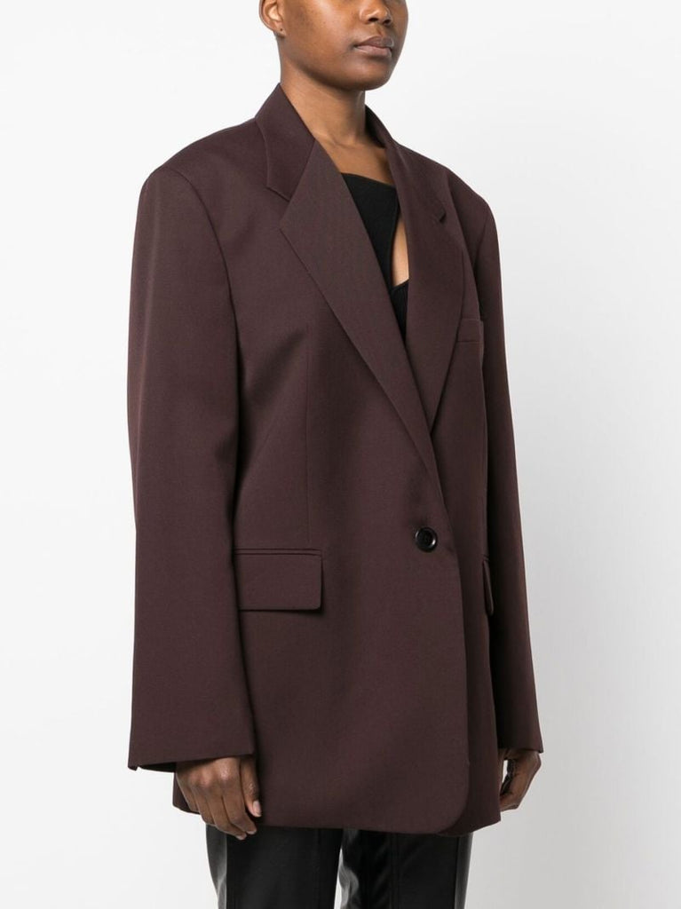 Burgundy Single-breasted Wool Blazer