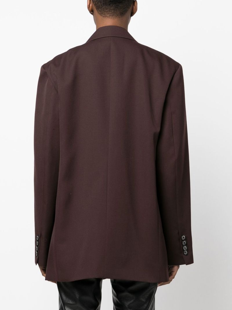 Burgundy Single-breasted Wool Blazer