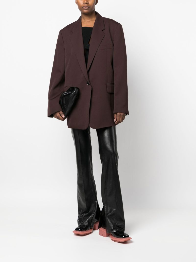 Burgundy Single-breasted Wool Blazer