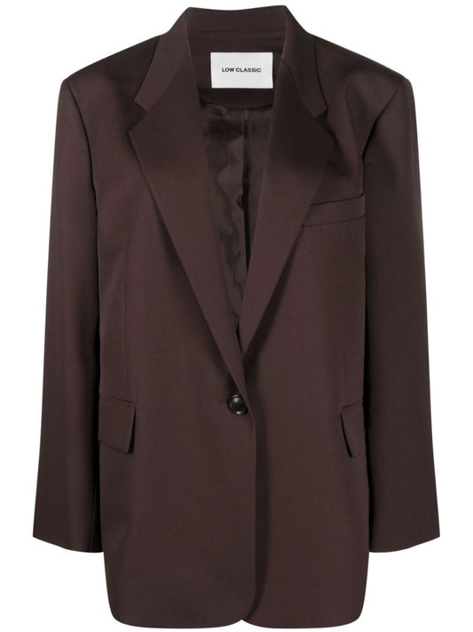 Burgundy Single-breasted Wool Blazer