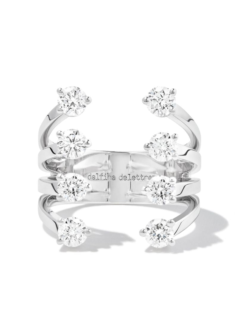 18k White Gold Dots Diamond Ring