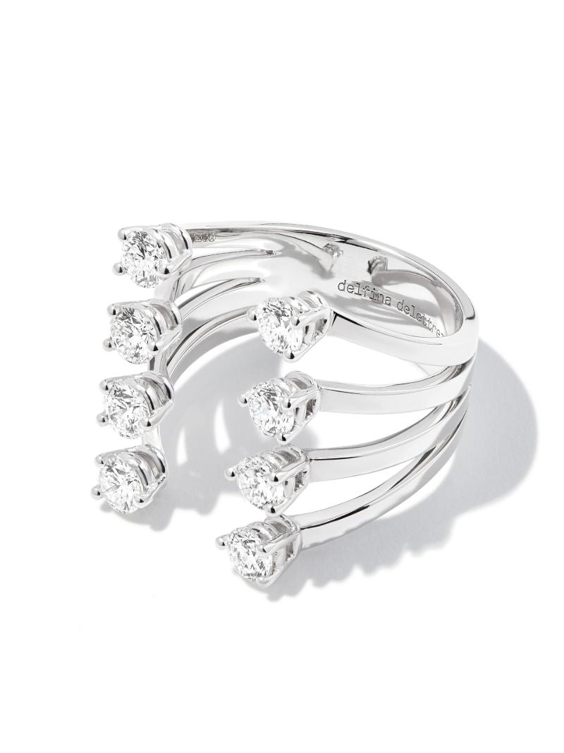 18k White Gold Dots Diamond Ring