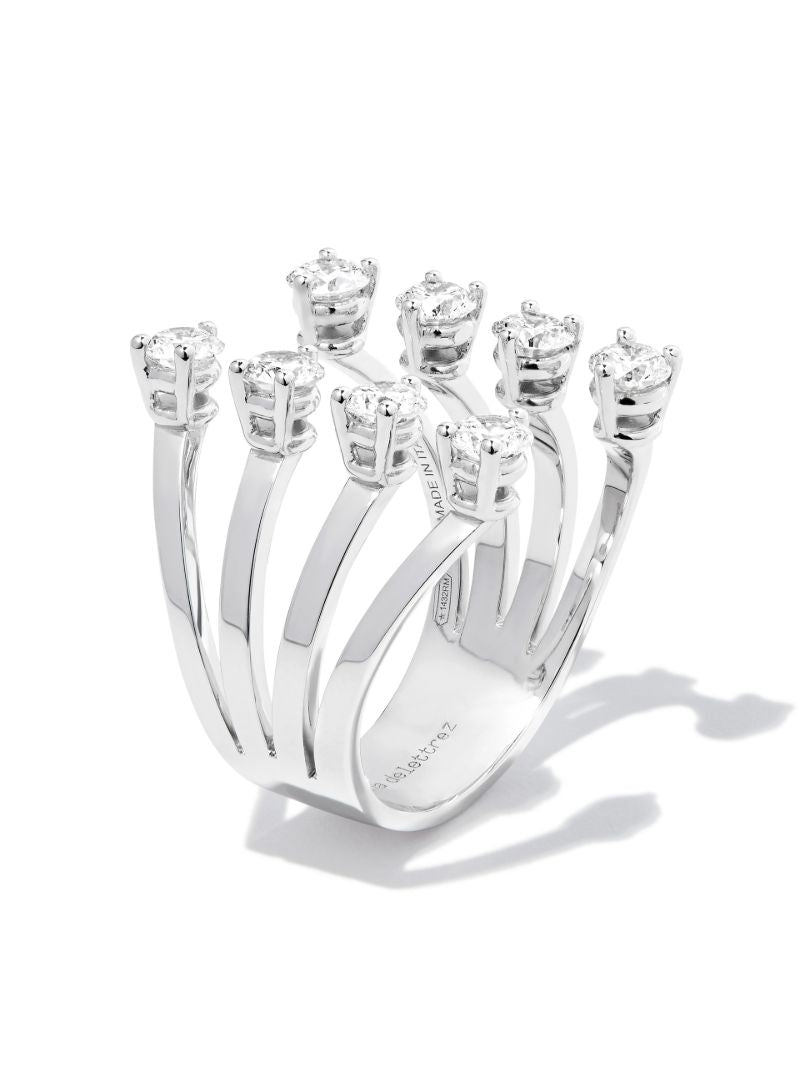 18k White Gold Dots Diamond Ring
