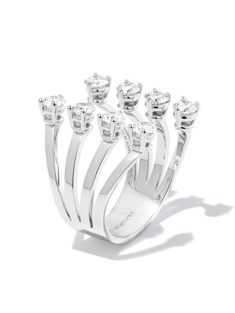 18k White Gold Dots Diamond Ring
