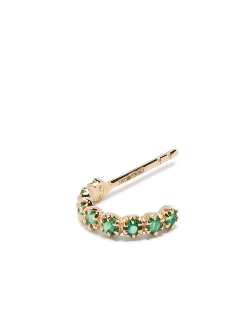 9k Yellow Gold Emerald Single Hoop Earring