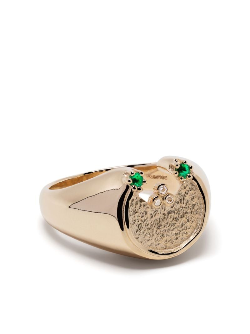 9k Yellow Gold Mira Emerald and Diamond Ring
