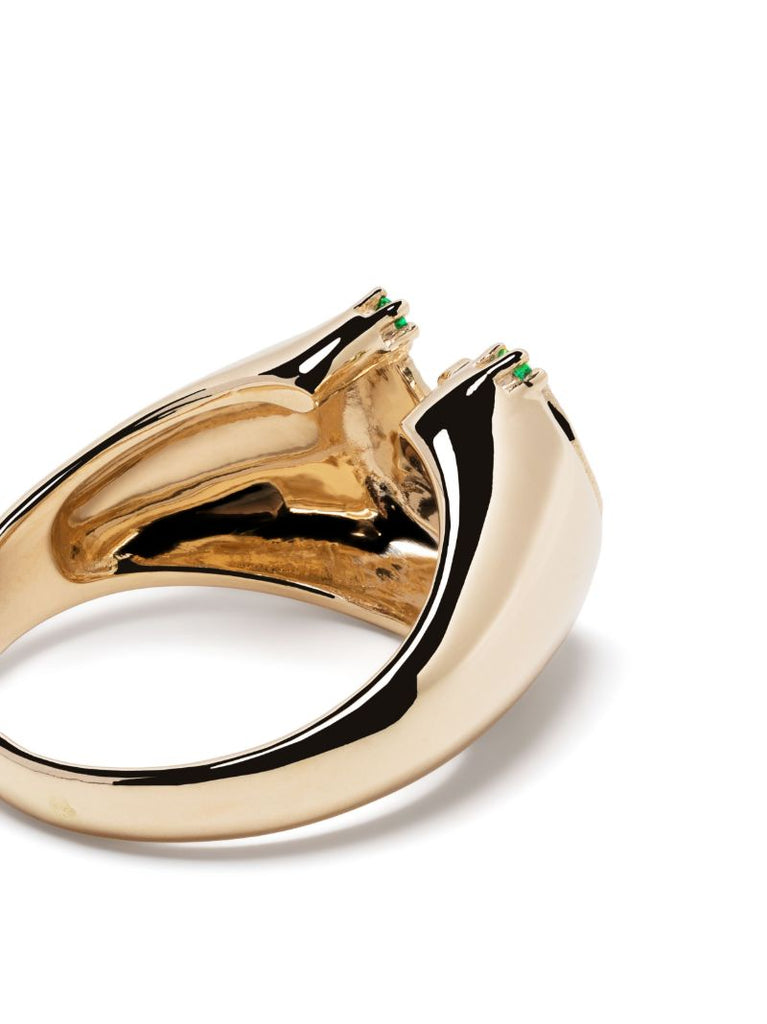 9k Yellow Gold Mira Emerald and Diamond Ring