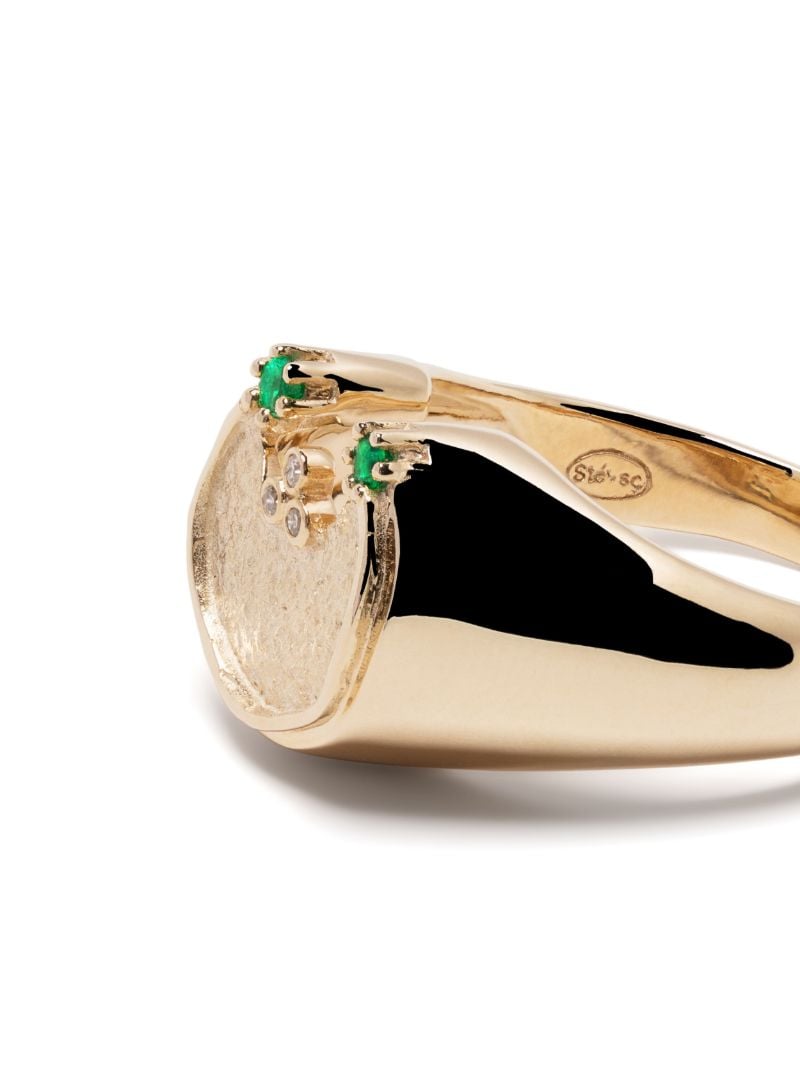 9k Yellow Gold Mira Emerald and Diamond Ring