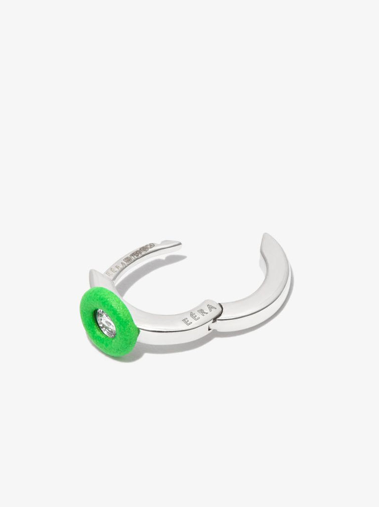 18k White Gold Diamond Enamel Hoop Earring