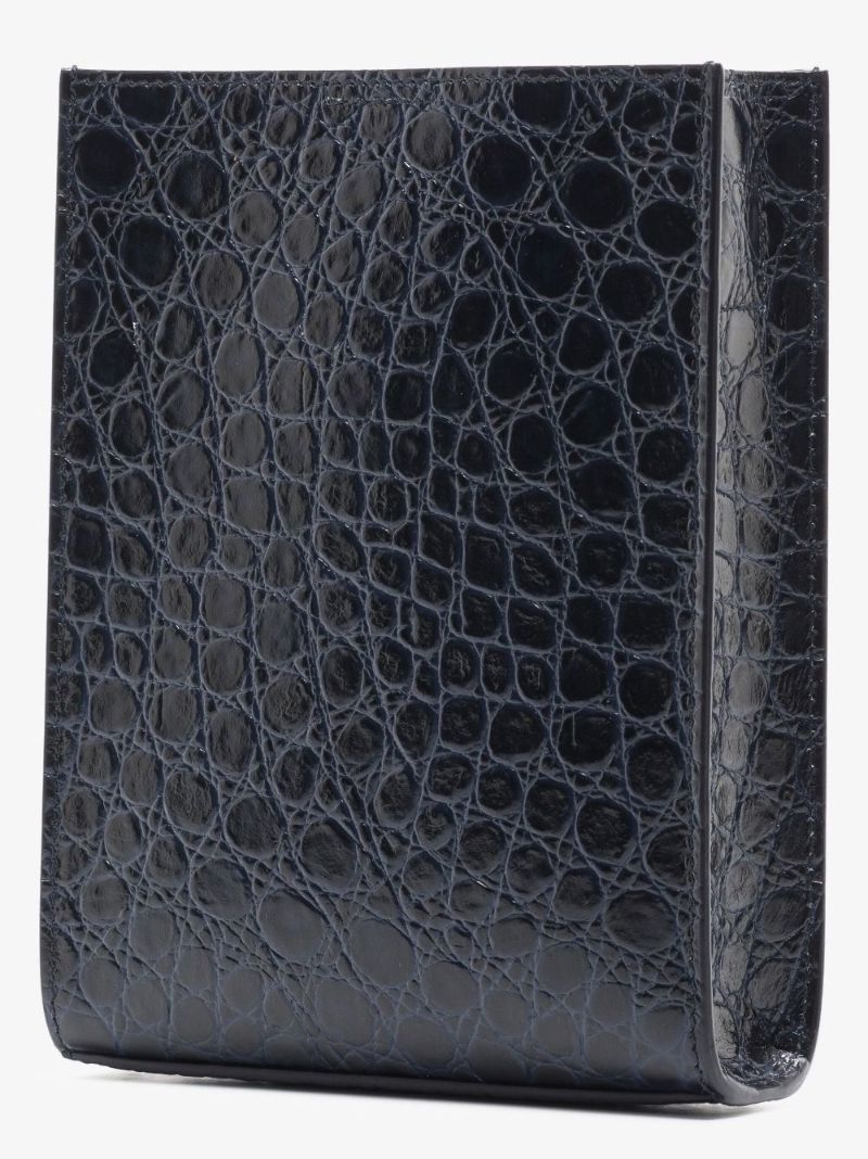 Blue Tangle Mock Croc Cross Body Leather Bag