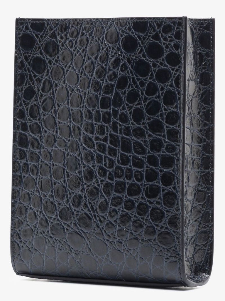Blue Tangle Mock Croc Cross Body Leather Bag