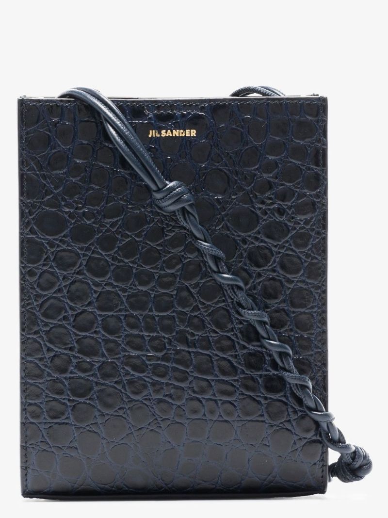 Blue Tangle Mock Croc Cross Body Leather Bag