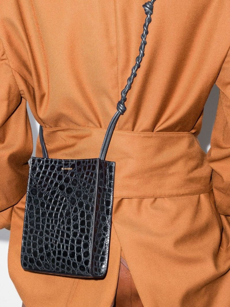 Blue Tangle Mock Croc Cross Body Leather Bag