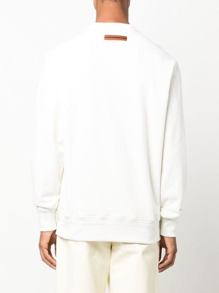 White Logo Print Cotton Sweatshirt