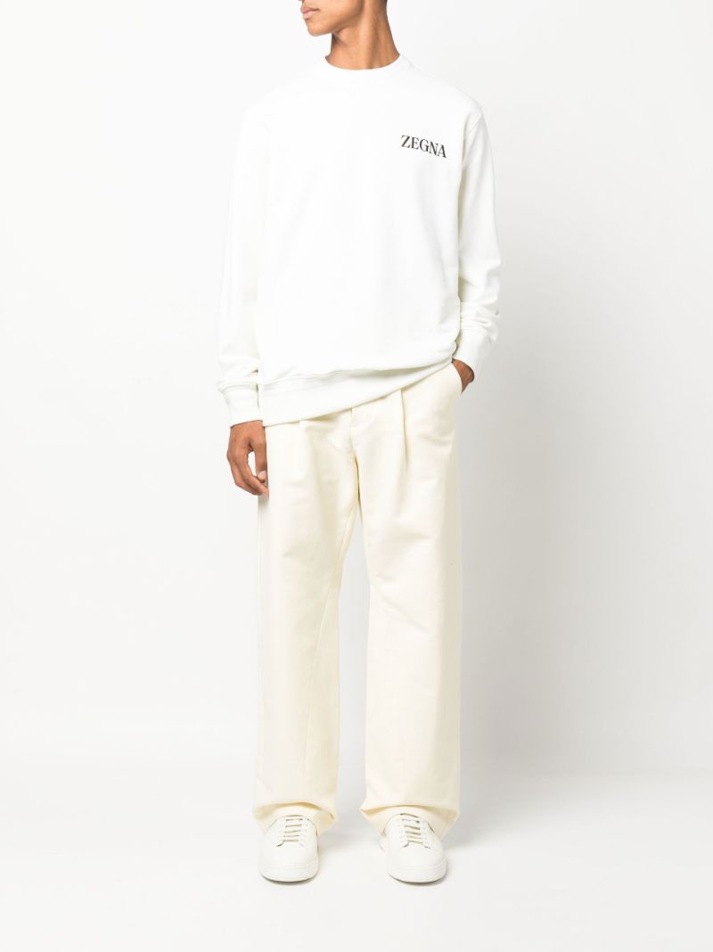 White Logo Print Cotton Sweatshirt