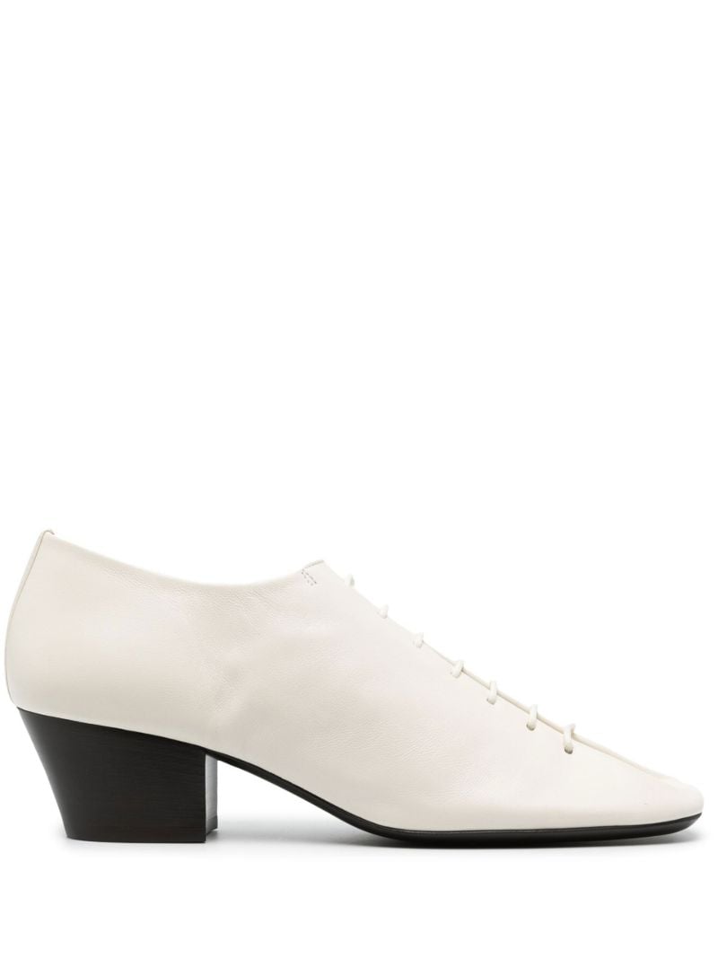 White Lace-up Leather Derby Shoes