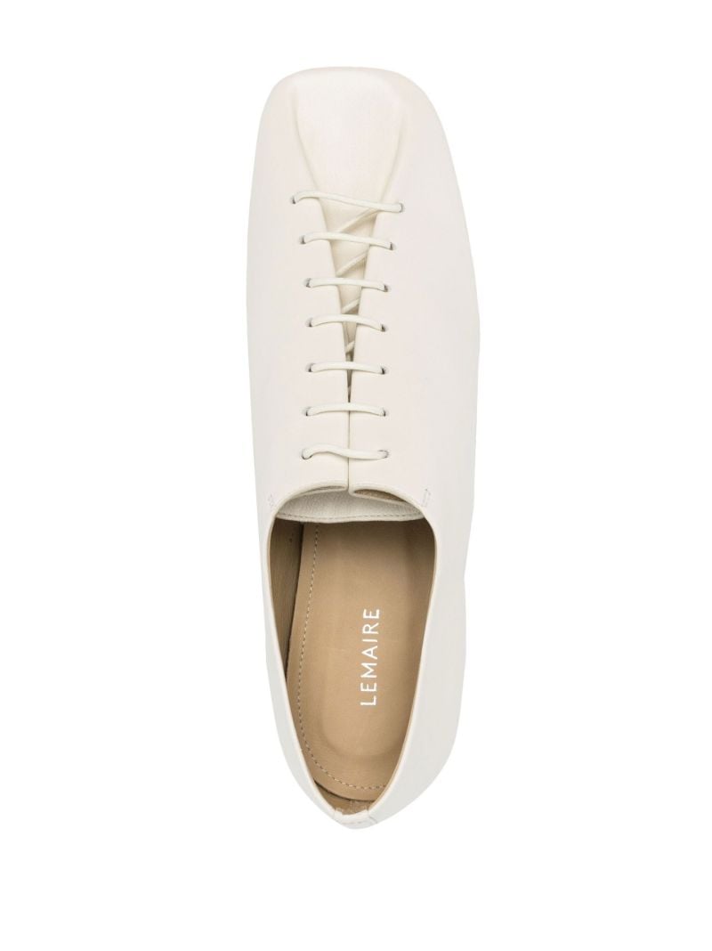 White Lace-up Leather Derby Shoes