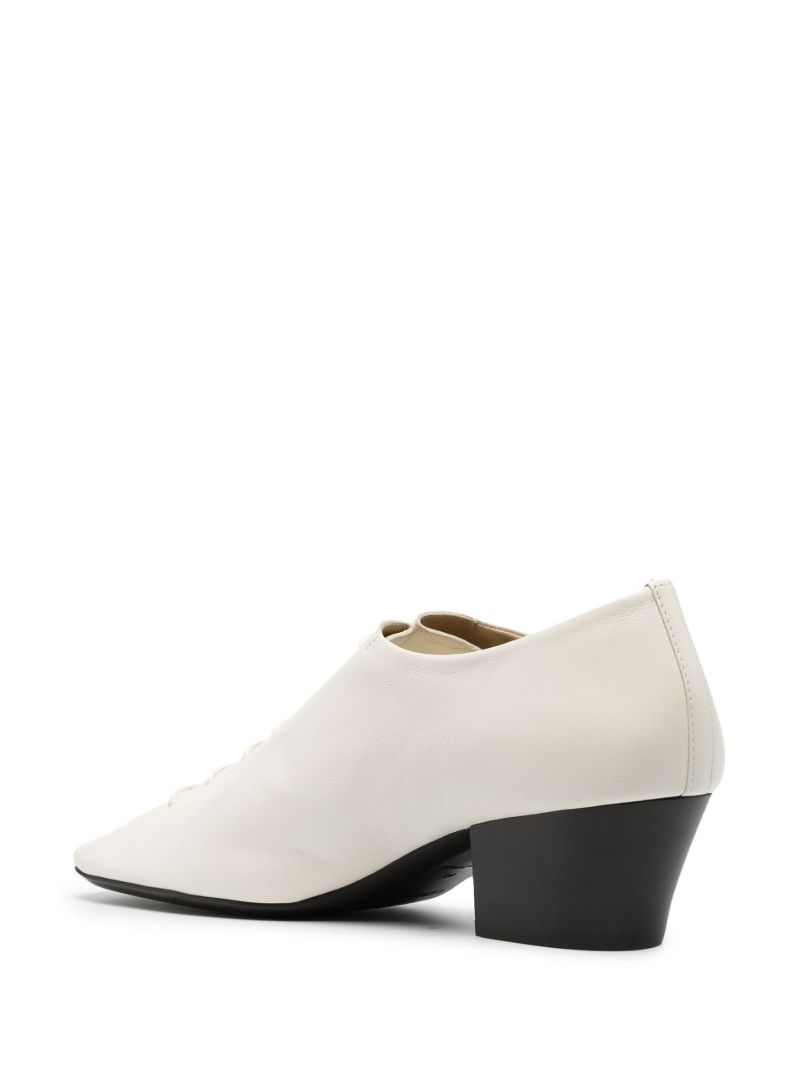 White Lace-up Leather Derby Shoes