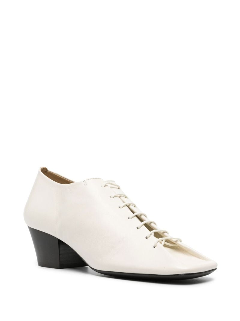 White Lace-up Leather Derby Shoes