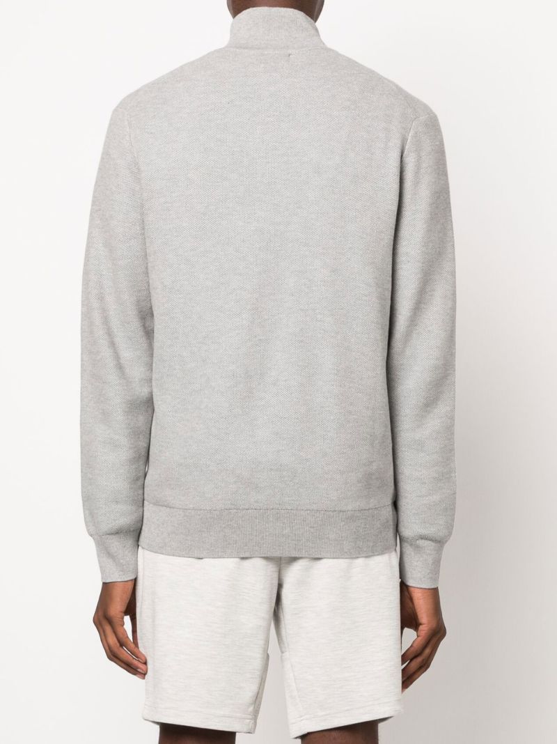 Grey Half-zip Cotton Sweater