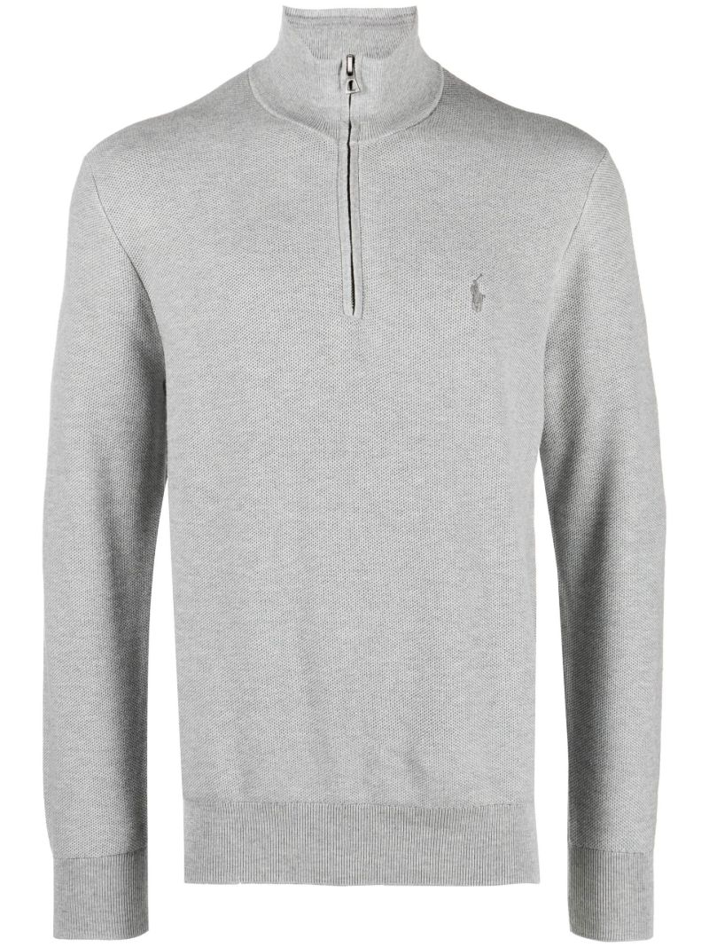 Grey Half-zip Cotton Sweater