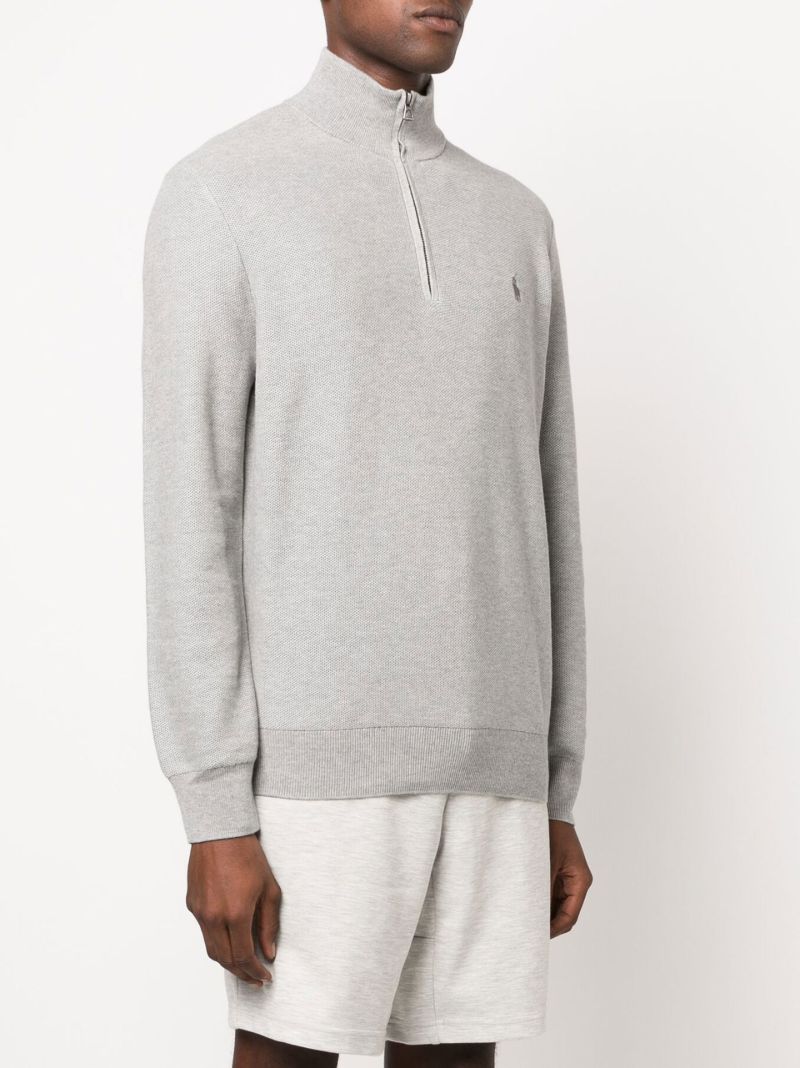 Grey Half-zip Cotton Sweater
