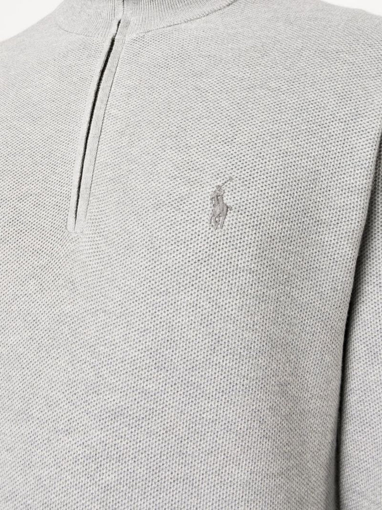 Grey Half-zip Cotton Sweater