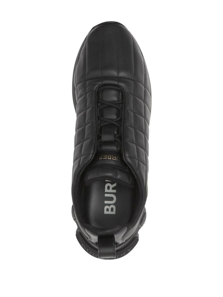 Black Quilted Low-top Leather Sneakers