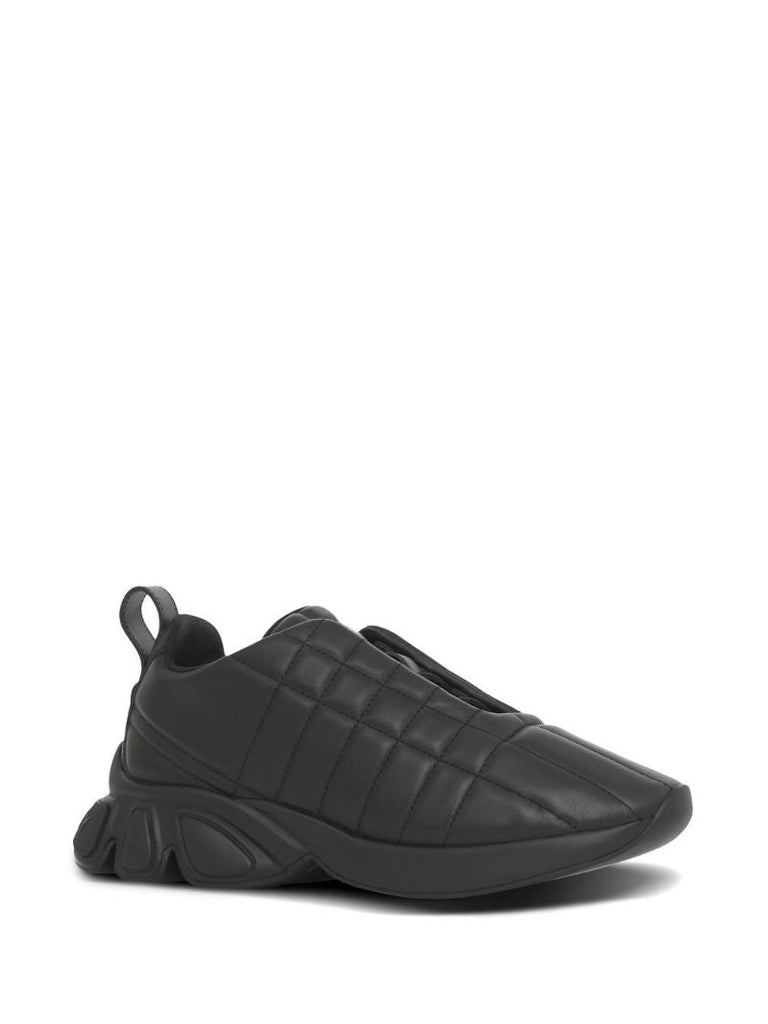 Black Quilted Low-top Leather Sneakers