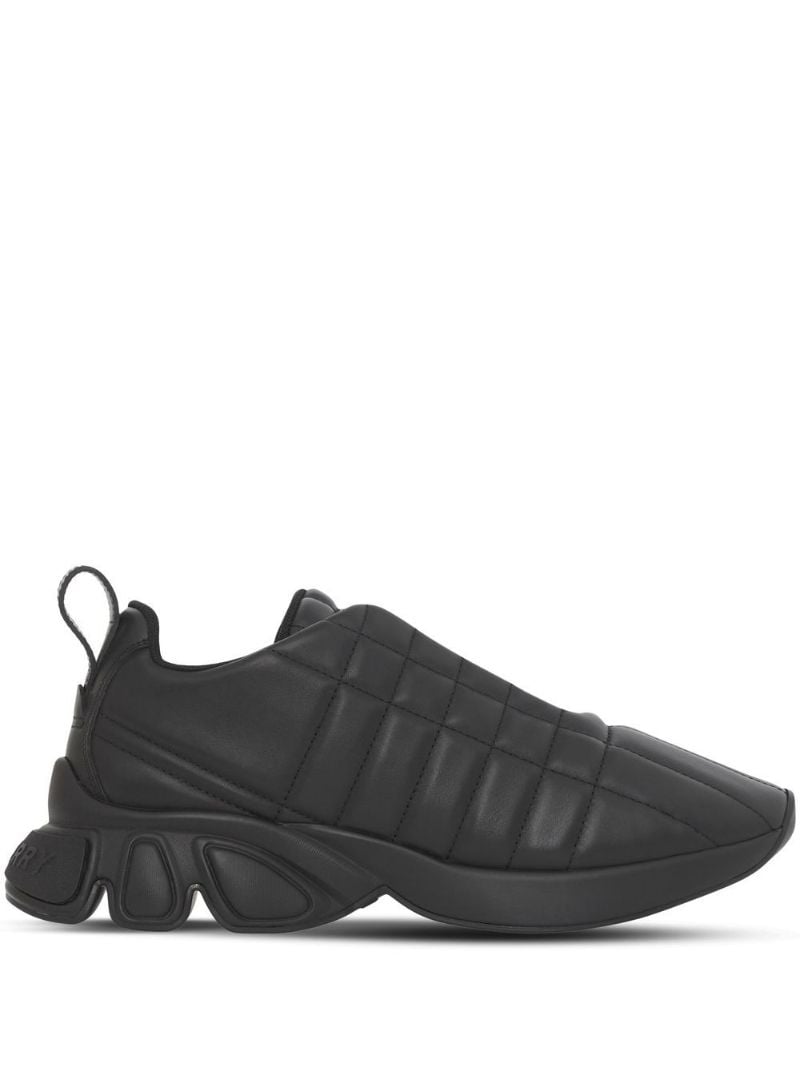 Black Quilted Low-top Leather Sneakers