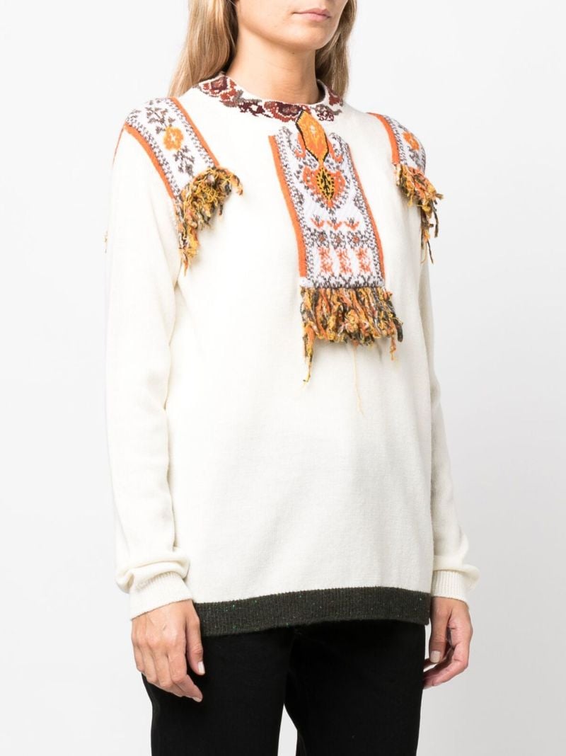 White Camille Embroidered Wool Sweater