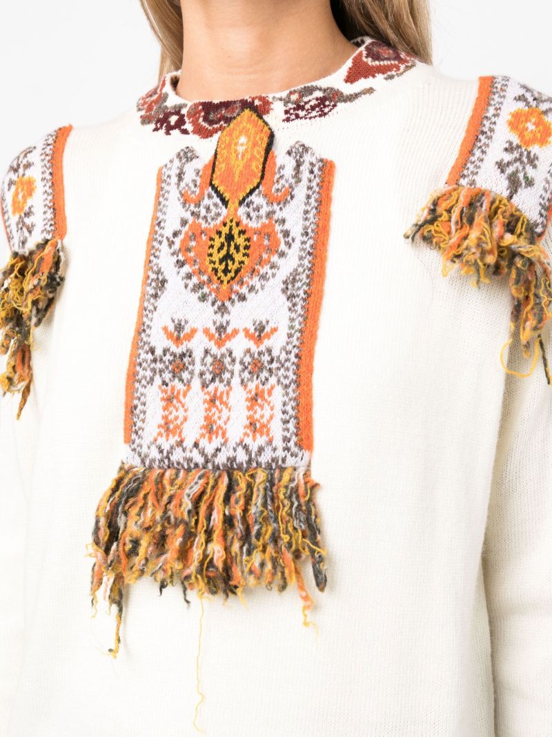 White Camille Embroidered Wool Sweater