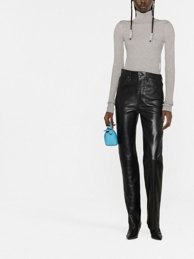 Black Wrandy Straight Leg Leather Trousers