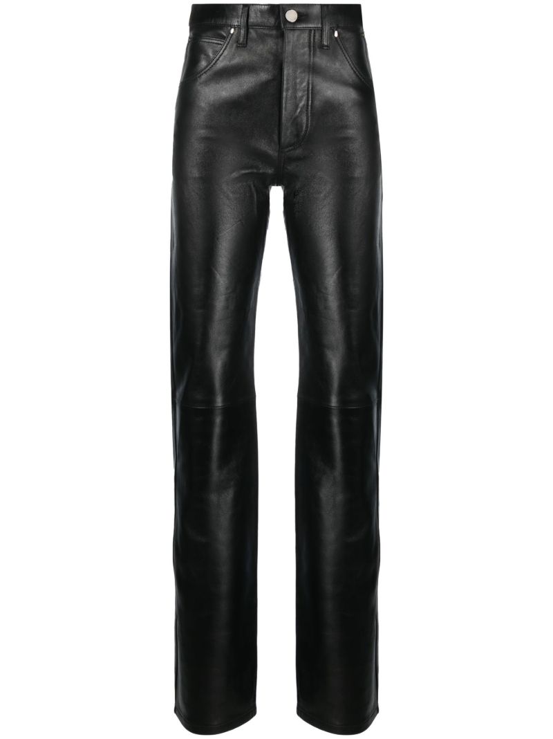 Black Wrandy Straight Leg Leather Trousers