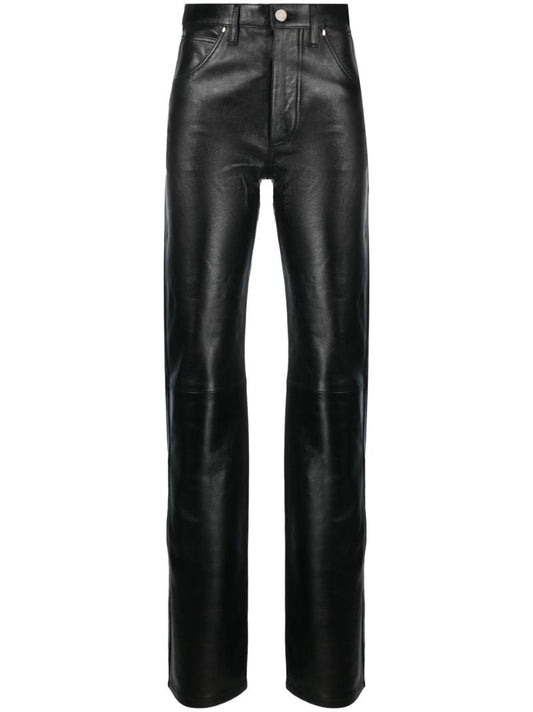 Black Wrandy Straight Leg Leather Trousers