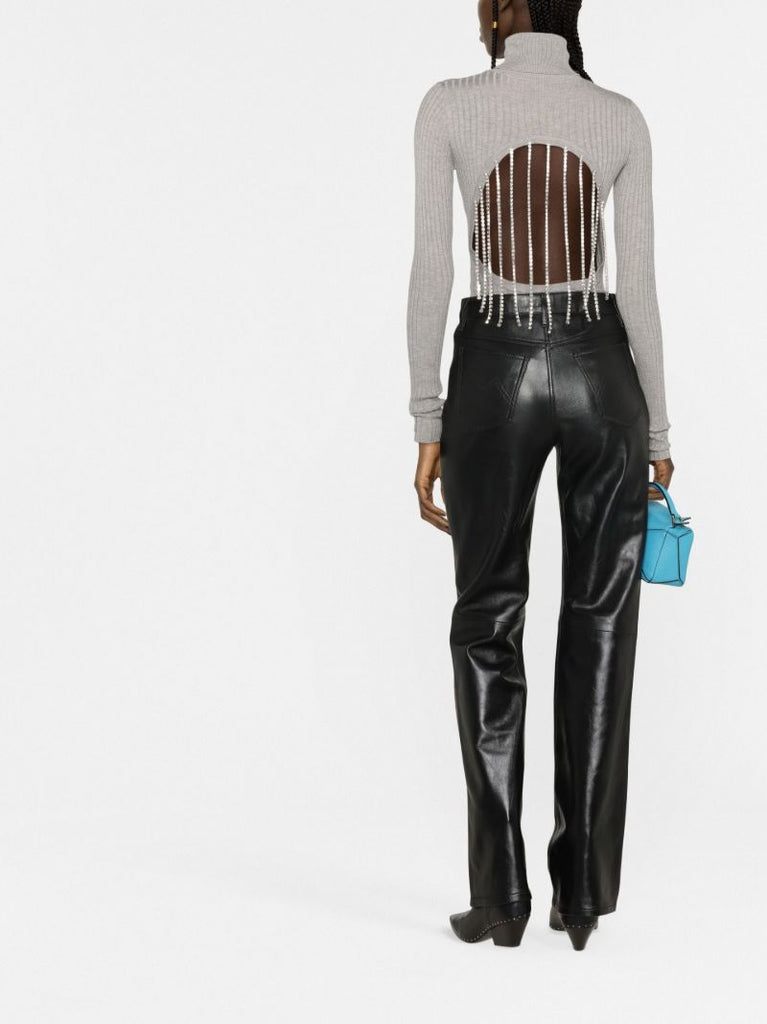 Black Wrandy Straight Leg Leather Trousers