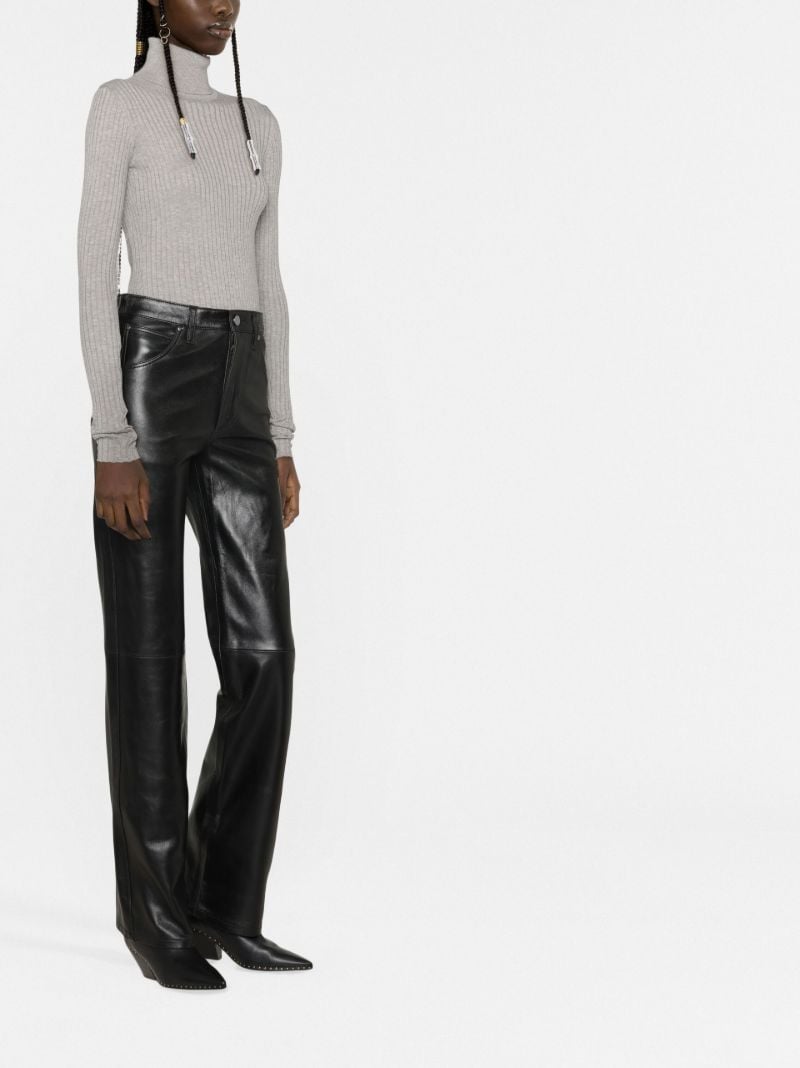 Black Wrandy Straight Leg Leather Trousers