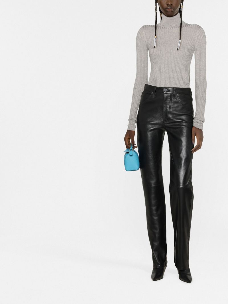 Grey Crystal-embellished Ribbed Knit Bodysuit