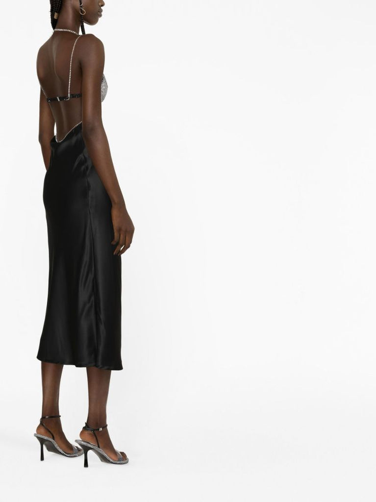Black Beatrice Crystal-embellished Slip Dress