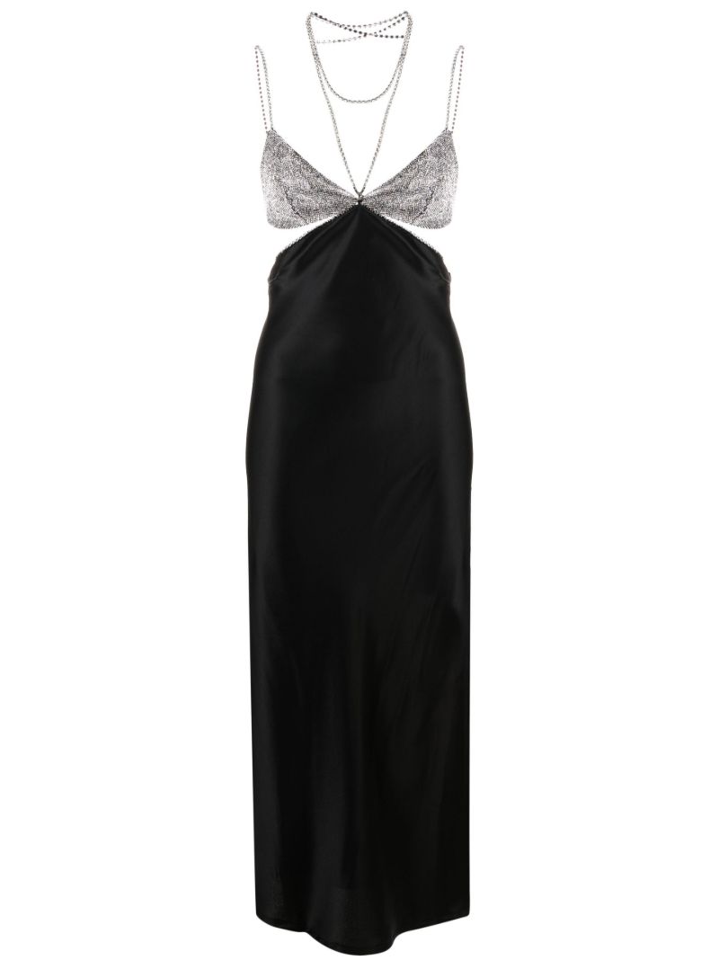 Black Beatrice Crystal-embellished Slip Dress