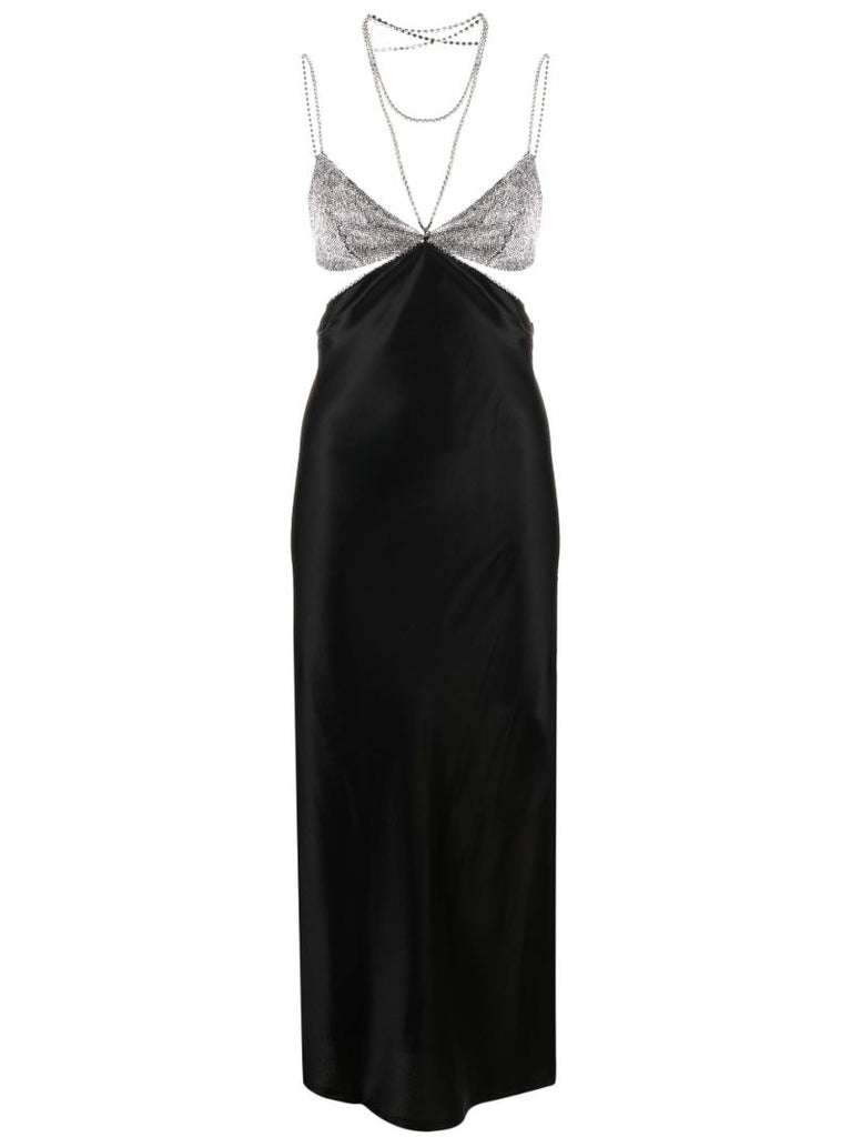 Black Beatrice Crystal-embellished Slip Dress