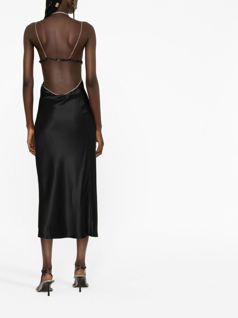 Black Beatrice Crystal-embellished Slip Dress