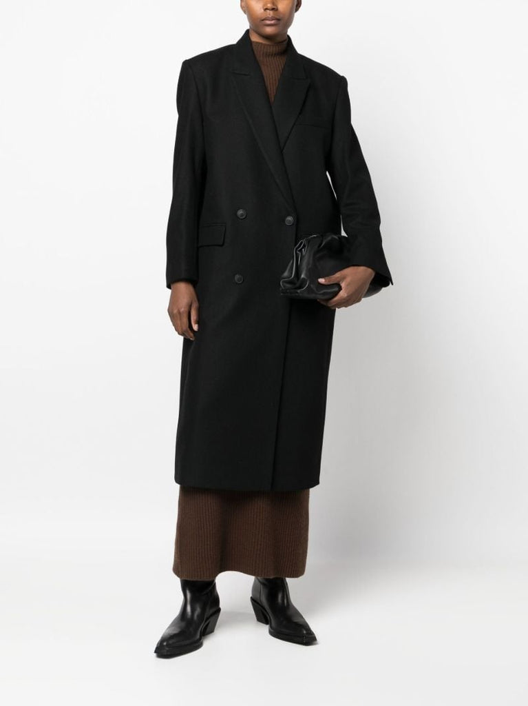 Black Double-breasted Longline Coat