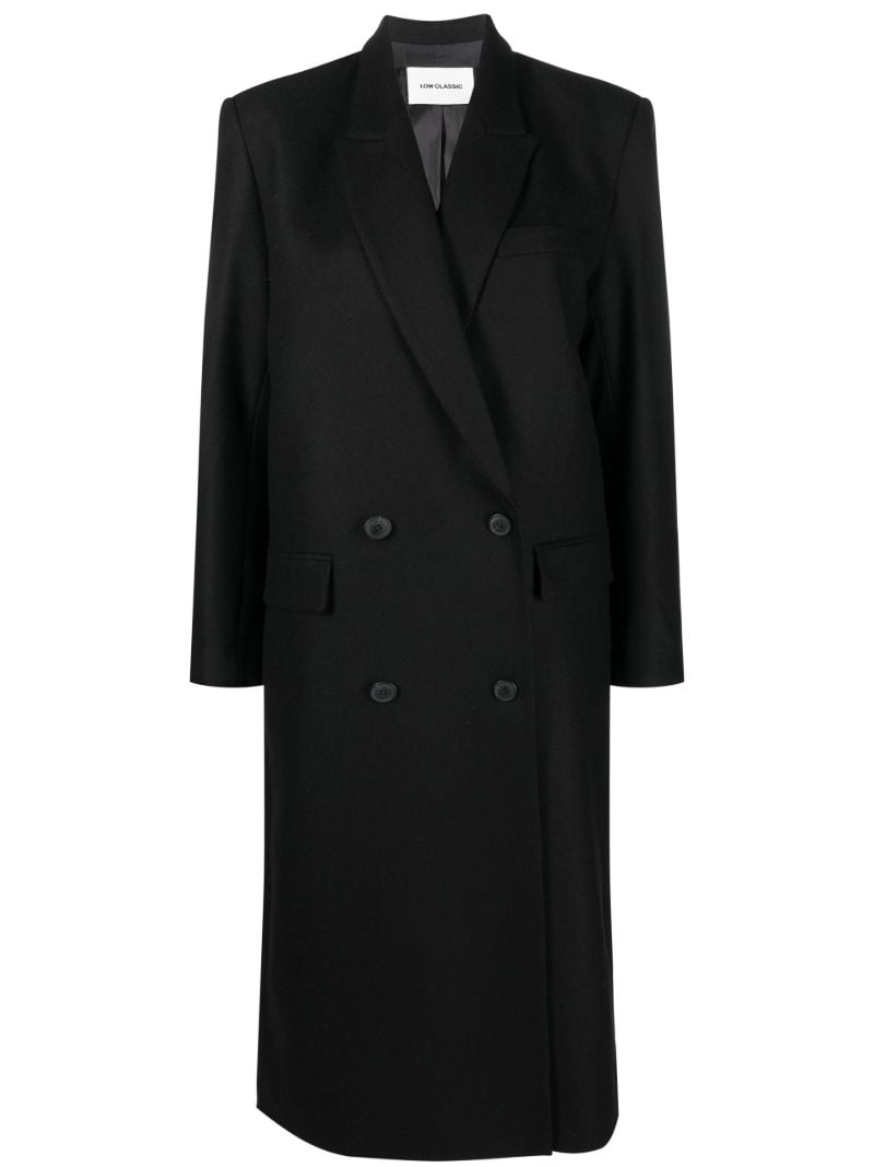 Black Double-breasted Longline Coat